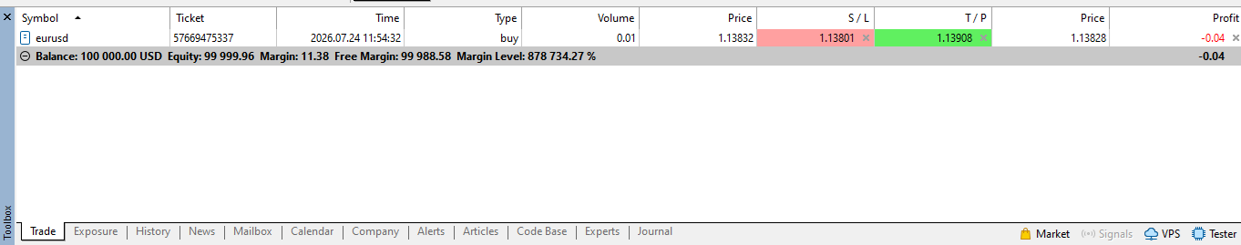 Trade tab monitoring on MetaTrader 5